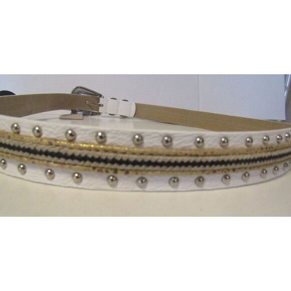 Streets Ahead Belt NWT White Leather Western USA Made Size L 22022 - Picture 8 of 9